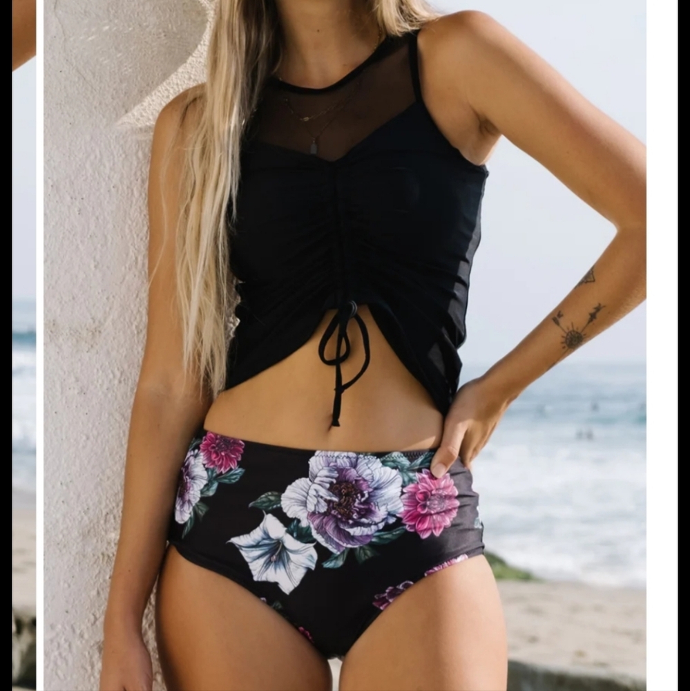 Beachsissi Black Floral Women's Bikini Set M